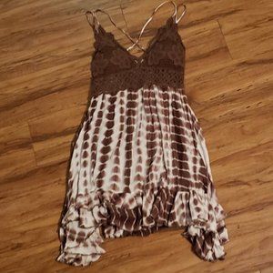 Brown Crotchet / Tie dye Mini Dress